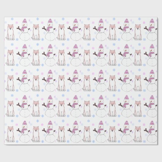 Shiba Inu und Schneemann Geschenkpapier (Flach)