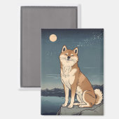 Shiba Inu unter Mondlicht Magnet (Vorderseite/Rückseite)