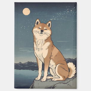 Shiba Inu unter Mondlicht Magnet