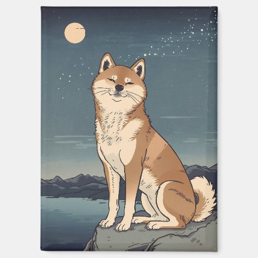 Shiba Inu unter Mondlicht Magnet (Vorderseite)