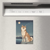 Shiba Inu unter Mondlicht Magnet (In Situ (Geschirrspüler))