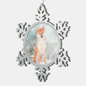 Shiba Inu Verzierung Schneeflocken Zinn-Ornament (Rechts)