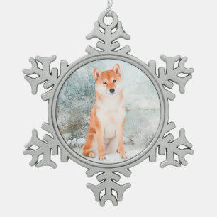 Shiba Inu Verzierung Schneeflocken Zinn-Ornament