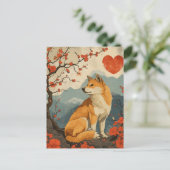 Shiba Inu Vintag Valentinstag Postkarte (Stehend Vorderseite)