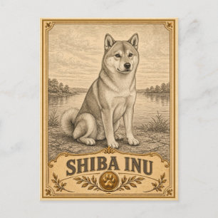 Shiba Inu, Vintage-Hunderasse Postkarte