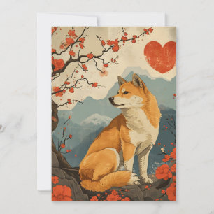 Shiba Inu Vintage Valentinstag  Feiertagskarte