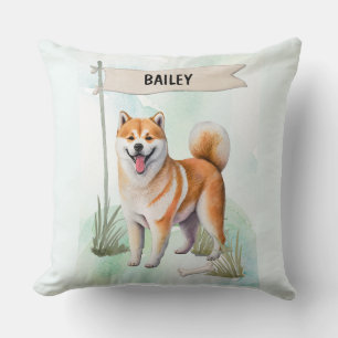 Shiba Inu Wasserfarbe Personalisierter Hund Kissen