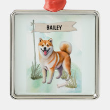 Shiba Inu Wasserfarbe Personalisierter Hund