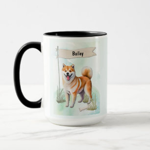 Shiba Inu Wasserfarbe Personalisierter Hund Tasse
