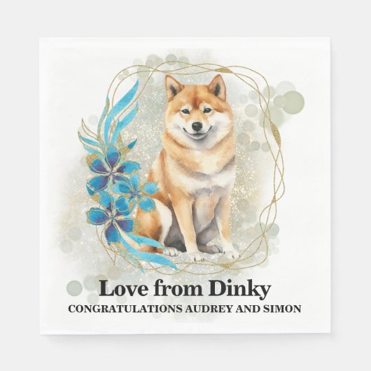Shiba inu Wedkins mit Hunden Foto Serviette (Vorderseite)