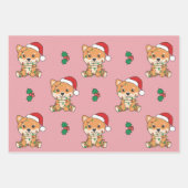 Shiba Inu Weihnachts-Wintertiere Hunde Geschenkpapier Set (Vorderseite 3)