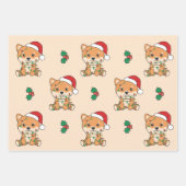 Shiba Inu Weihnachts-Wintertiere Hunde Geschenkpapier Set (Vorderseite)