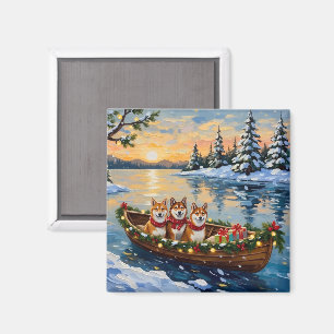 Shiba Inu Weihnachtsboot Urlaub Magnet