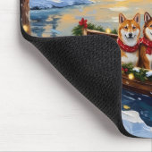 Shiba Inu Weihnachtsboot Urlaub Mousepad (Ecke)