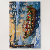 Shiba Inu Weihnachtsboot Urlaub Puzzle (Vertikal)
