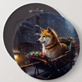 Shiba Inu Weihnachtsfeiertage Button (Vorne & Hinten)
