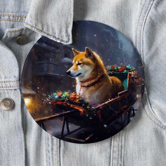 Shiba Inu Weihnachtsfeiertage Button (Beispiel)