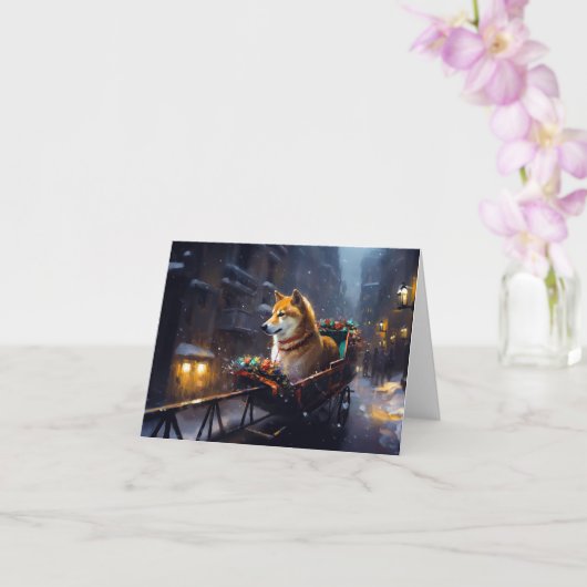 Shiba Inu Weihnachtsfeiertage Karte (Orchidee)