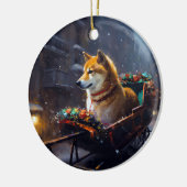 Shiba Inu Weihnachtsfeiertage Keramik Ornament (Links)