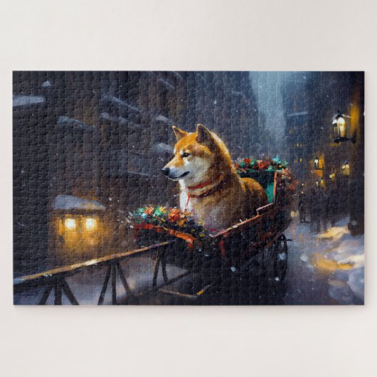 Shiba Inu Weihnachtsfeiertage Puzzle (Horizontal)