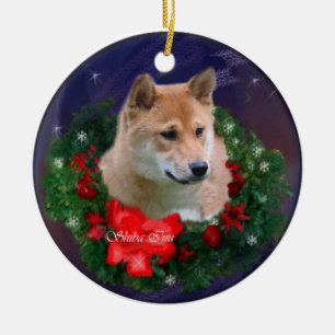 Shiba Inu Weihnachtsgeschenk-Verzierung Keramik Ornament
