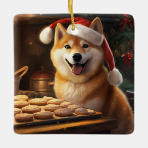 Shiba Inu Weihnachtskochen Feiertag Keramikornament