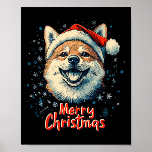 Shiba Inu Weihnachtsmannmütze Frohe Weihnachten We Poster