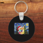 Shiba Inu Weihnachtsmannmütze Weihnachten Starry N Schlüsselanhänger (Vorderseite)