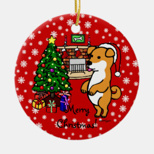 Shiba Inu Welpen-Weihnachten Keramik Ornament