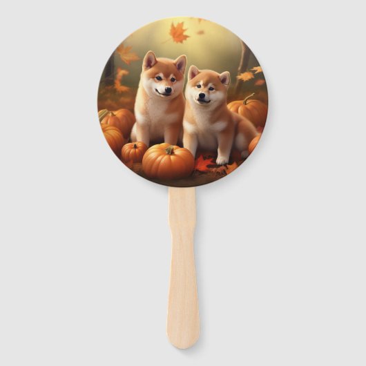 Shiba Inu Welppy Autumn Delight Pumpkin Fächer (Vorderseite)