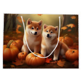 Shiba Inu Welppy Autumn Delight Pumpkin Große Geschenktüte (Rückseite)