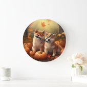 Shiba Inu Welppy Autumn Delight Pumpkin Große Wanduhr (Zuhause)