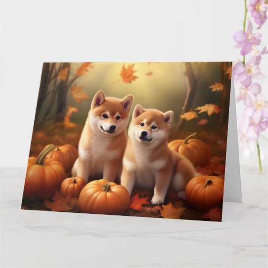 Shiba Inu Welppy Autumn Delight Pumpkin Karte (Orchidee)