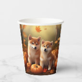 Shiba Inu Welppy Autumn Delight Pumpkin Pappbecher (Vorderseite)