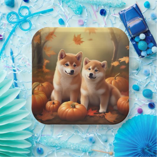Shiba Inu Welppy Autumn Delight Pumpkin Pappteller (Party)
