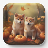 Shiba Inu Welppy Autumn Delight Pumpkin Pappteller (Vorderseite)