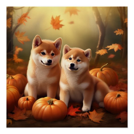 Shiba Inu Welppy Autumn Delight Pumpkin Poster (Vorderseite)