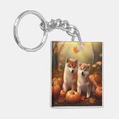 Shiba Inu Welppy Autumn Delight Pumpkin Schlüsselanhänger (Vorderseite links)