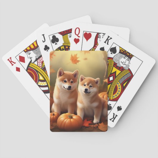 Shiba Inu Welppy Autumn Delight Pumpkin Spielkarten (Rückseite)