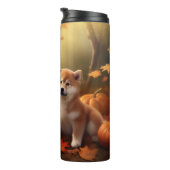 Shiba Inu Welppy Autumn Delight Pumpkin Thermosbecher (Nach rechts gedreht)