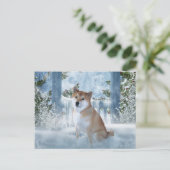 Shiba Inu Winter Postcard Postkarte (Stehend Vorderseite)