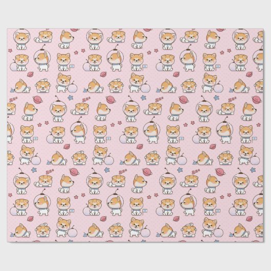 Shiba Inu Wrapping Paper Geschenkpapier (Flach)