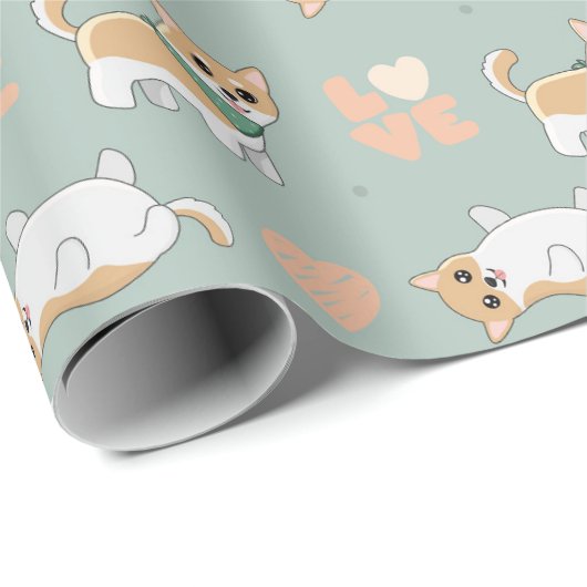 Shiba Inu Wrapping Paper Geschenkpapier (Rolleneckpunkt)