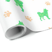 Shiba Inu Wrapping Paper - Minimal Green Gift Geschenkpapier (Rolleneckpunkt)