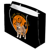 Shiba inu Year of the Dog 2018 Large Gift Bag Große Geschenktüte (Rückseite Schrägansicht)