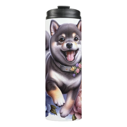Shiba Inus Blume Frolic Thermosbecher (Vorderseite)