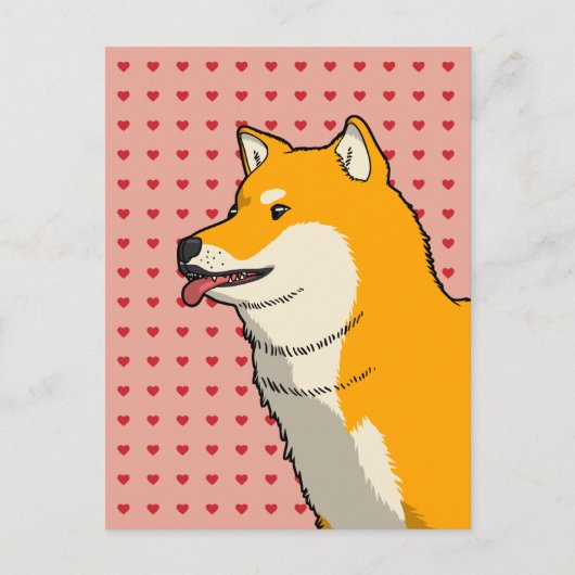 Shiba Liebe Pink Postkarte (Vorderseite)