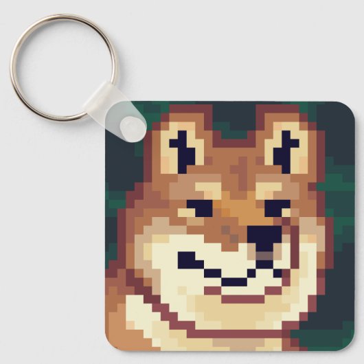Shiba pixelart, Pixel Art, sleutelhanger Schlüsselanhänger (Vorderseite)