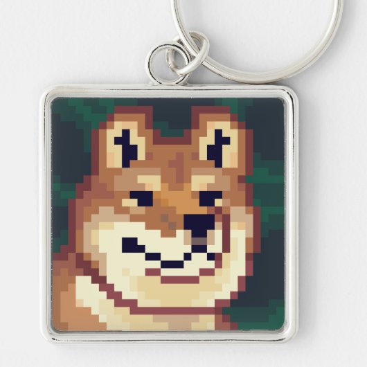 Shiba pixelart, sleutelhanger, Pixel Art  Schlüsselanhänger (Vorne)