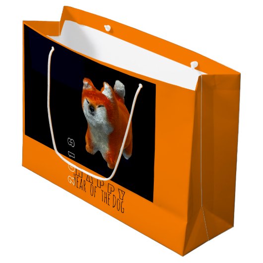 Shiba Puppy 3D Digital Art Dog Jahr 2018 LGift B2 Große Geschenktüte (Vorderseite Schrägansicht)